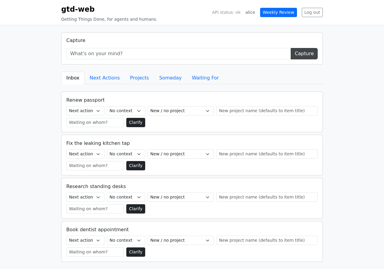 Inbox with items to clarify