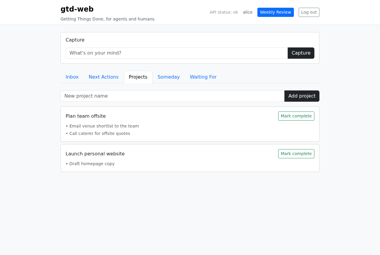 Projects tab