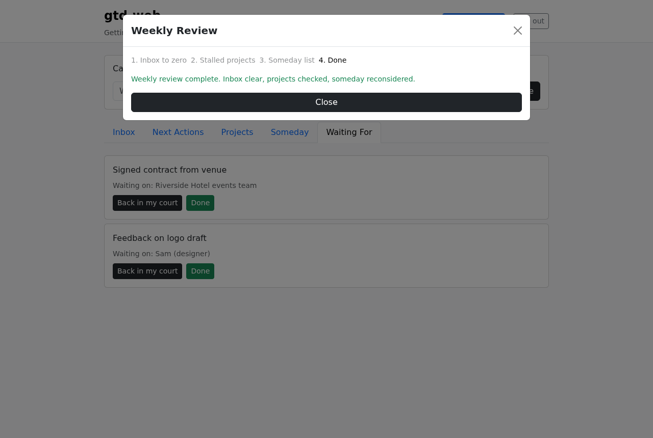 Weekly Review complete